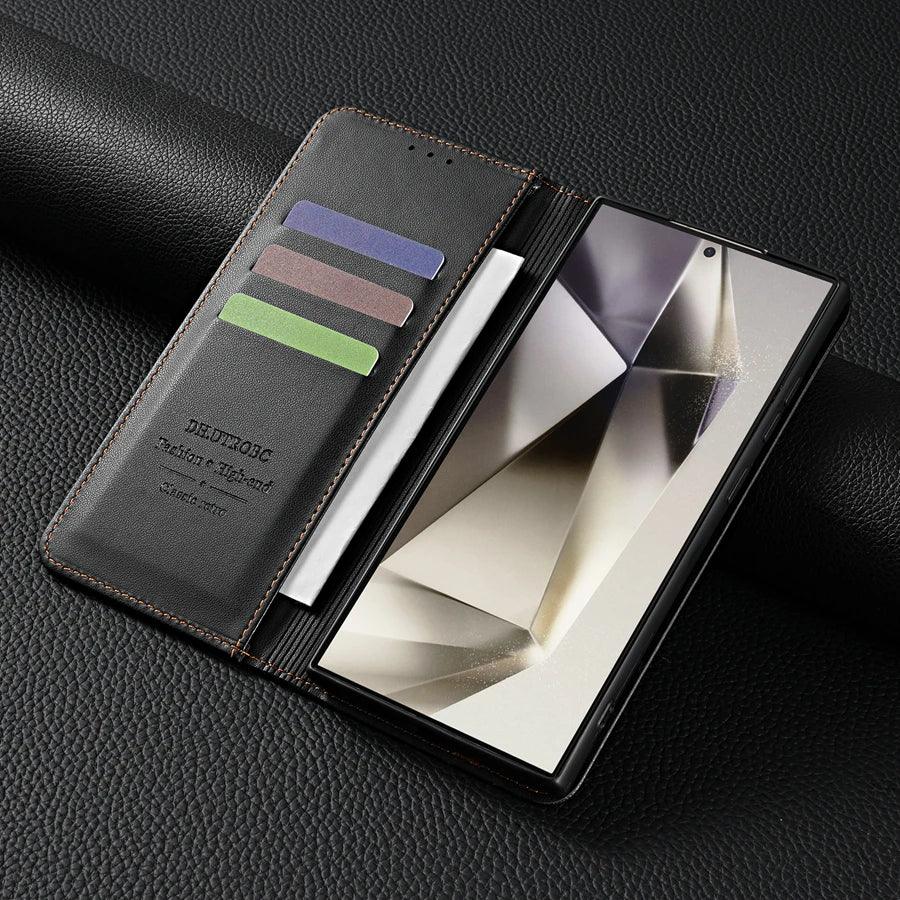 Samsung Galaxy Hülle aus Leder zum Klappen